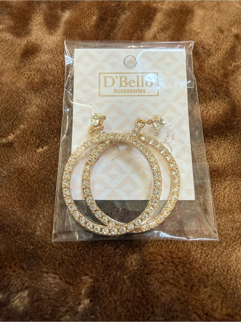 D'Bella Gold Crystal Hoop Earrings
